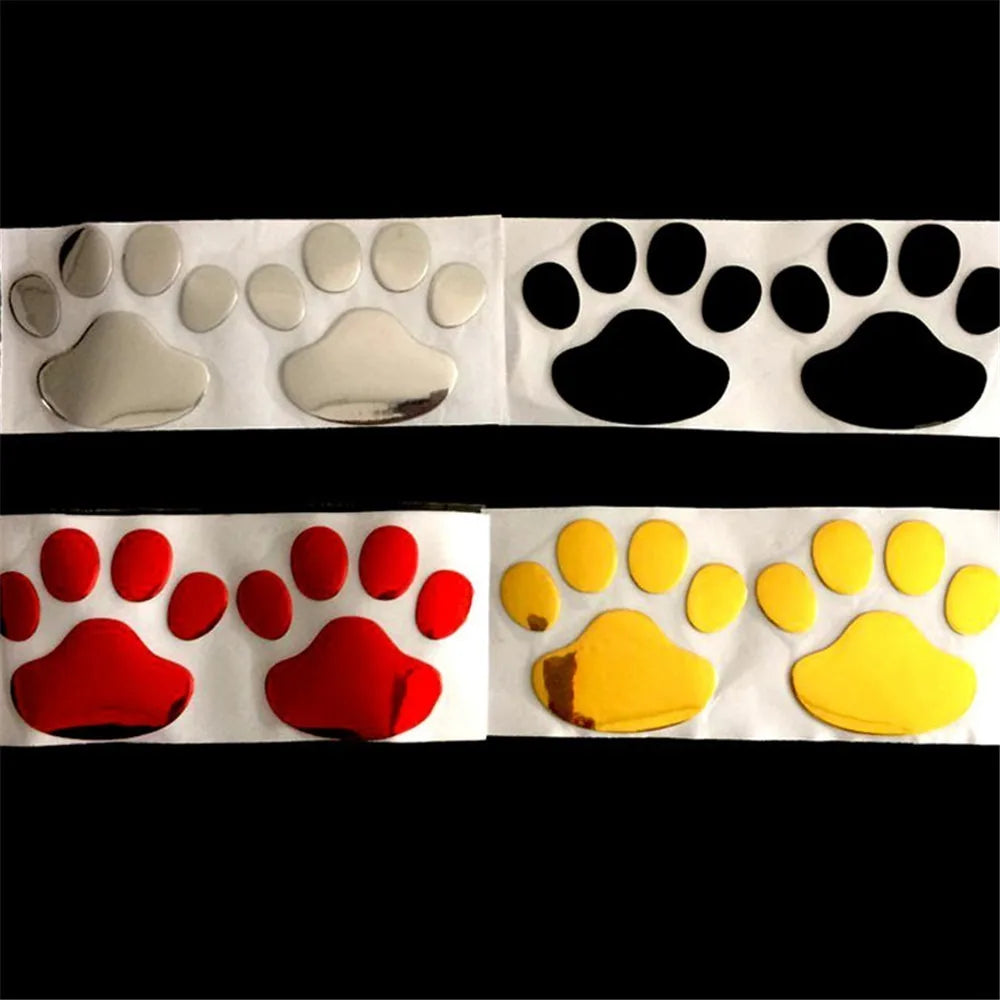 2pcs/Set Car PVC Sticker Cool Design Paw 3D Animal Dog Cat Bear Foot Prints Footprint Decal Car Stickers Accessories