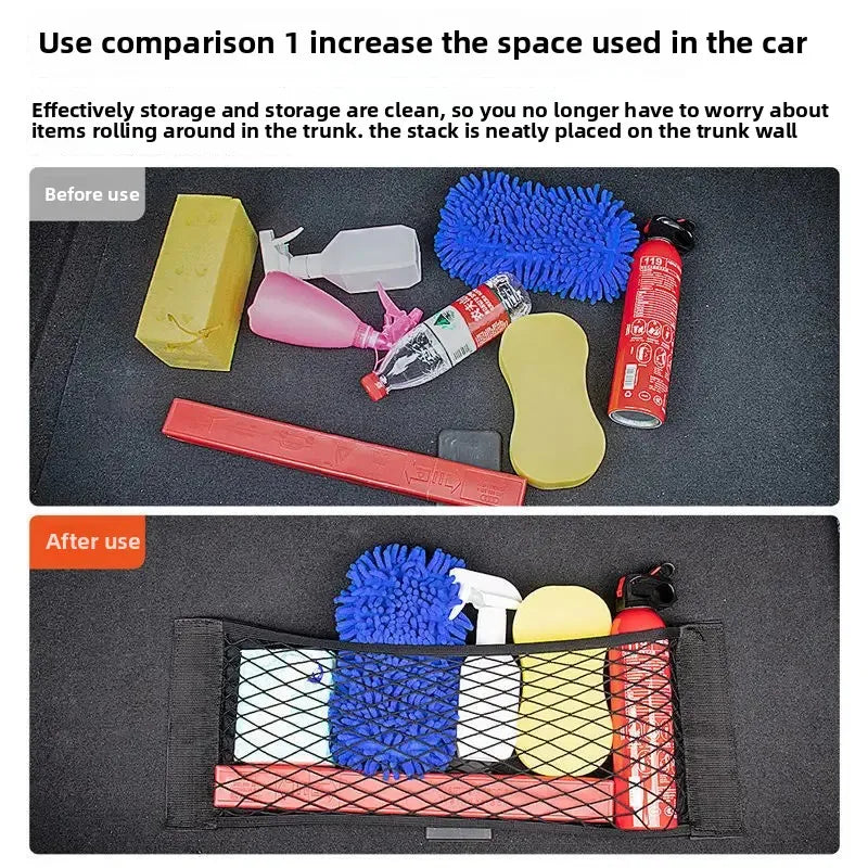 Car Back Rear Trunk Bag Organizer Mesh Net Auto Seat Back Storage Bag Pocket Universal Car Stowing Tidying Elastic String Net
