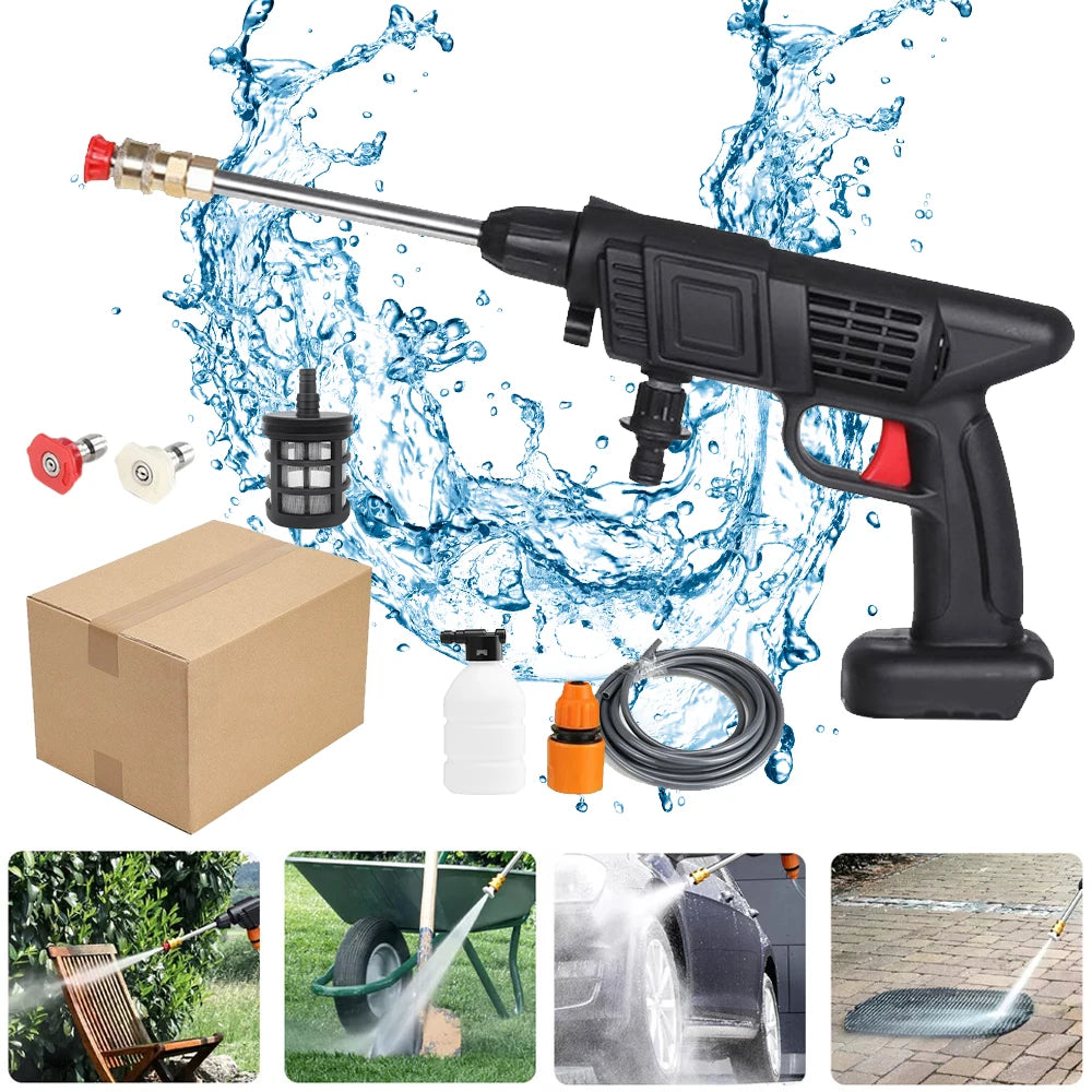 1500W Cordless Electric High Pressure Washer Rechargeable Car Wash Gun Electric Water Gun Foam Machine for Makita 18V Battery