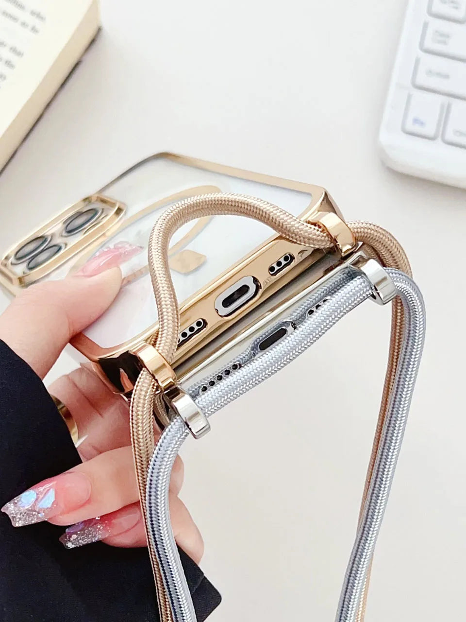 Luxury Phone Charm Strap For Magsafe Magnetic Case For iPhone 15 14 13 12 11 Pro Max 15 Plus Wireless Charging Cover Hange Rope