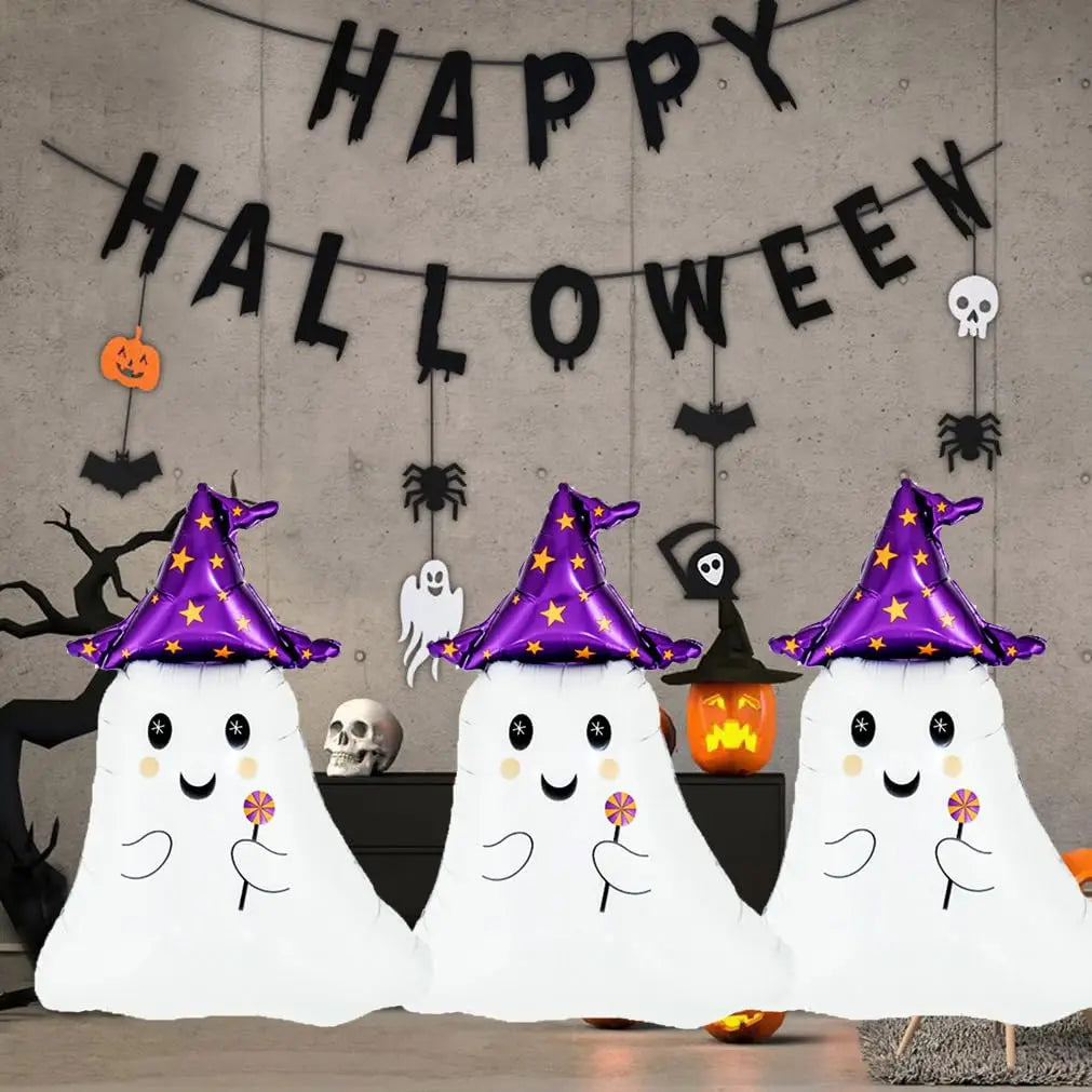 5pcs 31.5 inch cute ghost aluminum foil balloons birthday Halloween haunted house party decoration balloons
