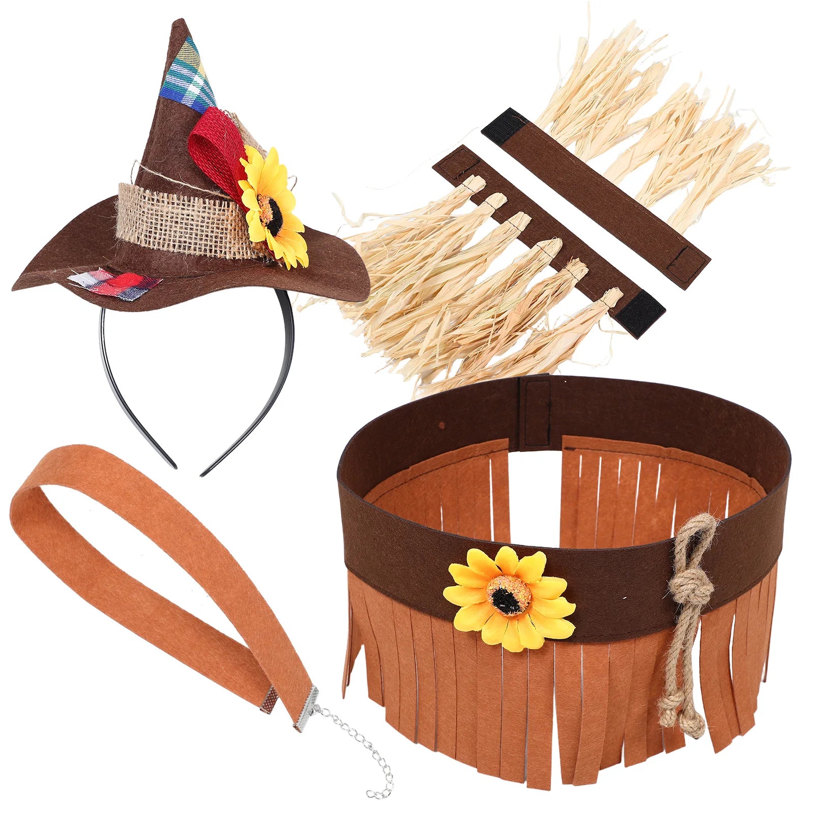 1 Set Halloween Scarecrow Costume: Felt Wizard Necklace Wristband Decoration Accessories For Party Carnival Holiday Celebrations