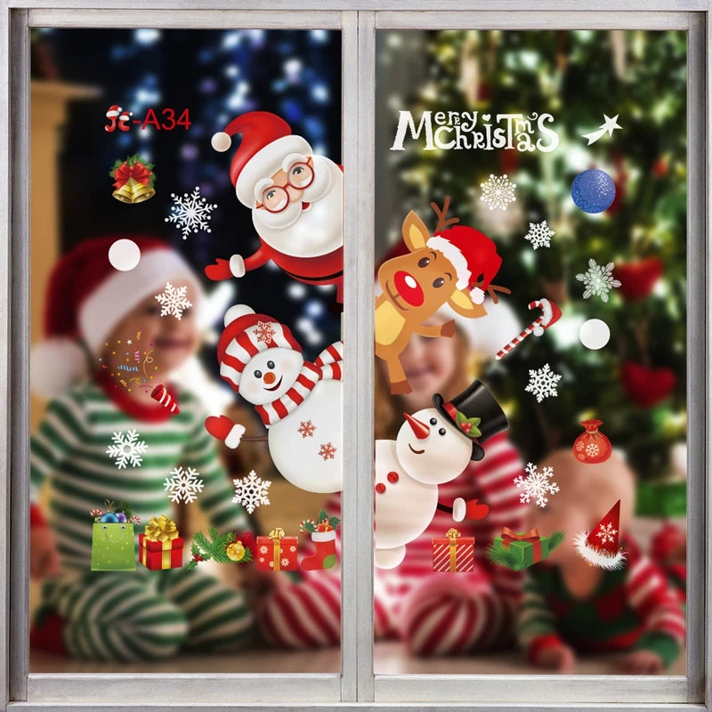 Christmas Wall Window Stickers Marry Christmas Decoration For Home 2025 Christmas Ornaments Xmas Navidad Gift New Year 2026