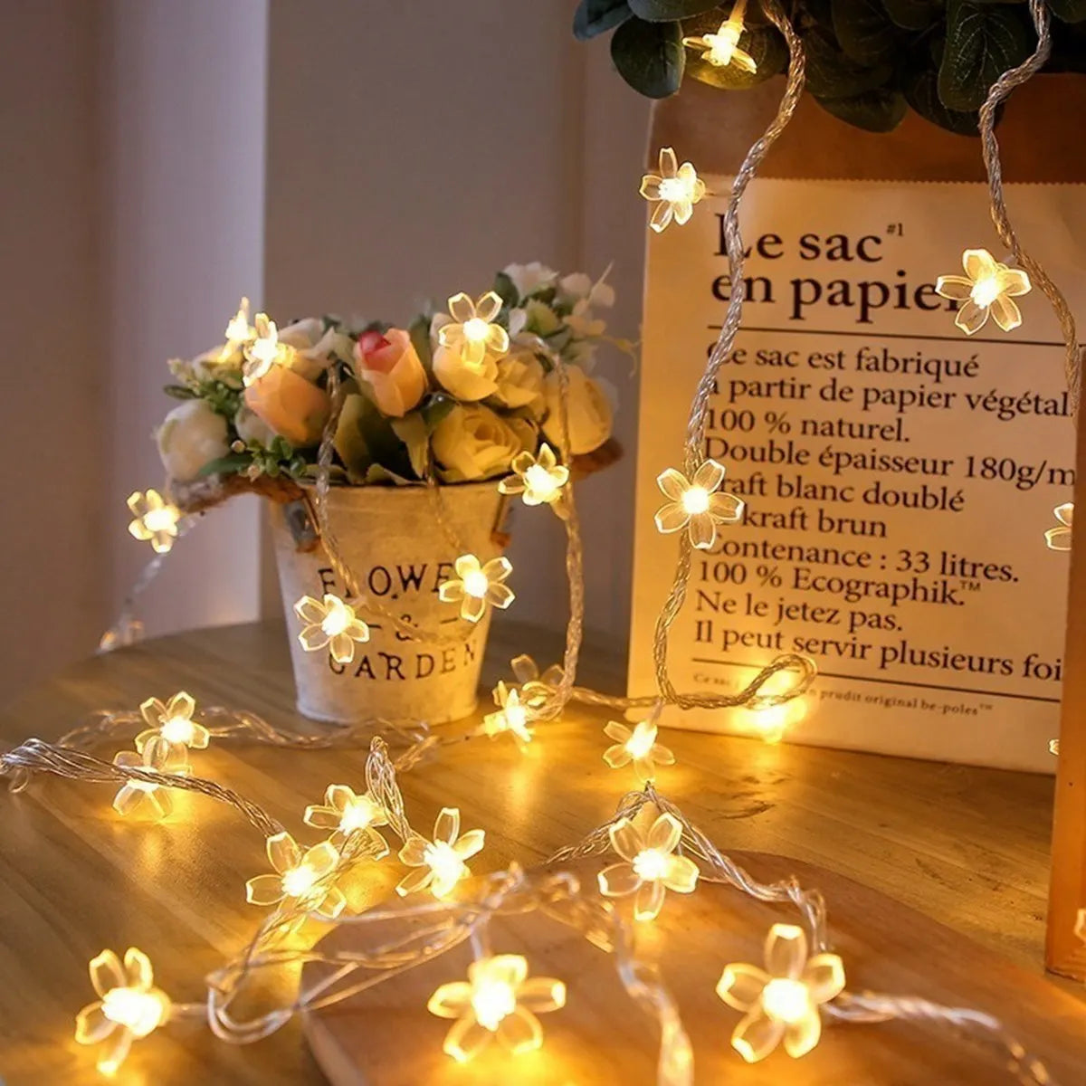 1PC Flower Fairy Lights Battery Operated String Lights Waterproof 10/20/30/40 LED Cherry Blossom Lights For Patry Wedding Decor