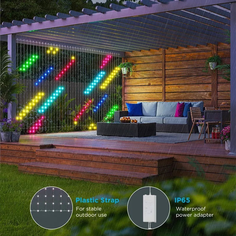 Christmas Light Smart LED Curtain Lights App Control Music Sync DIY Pattern IP67 Waterproof for Indoor Outdoor Party Decor