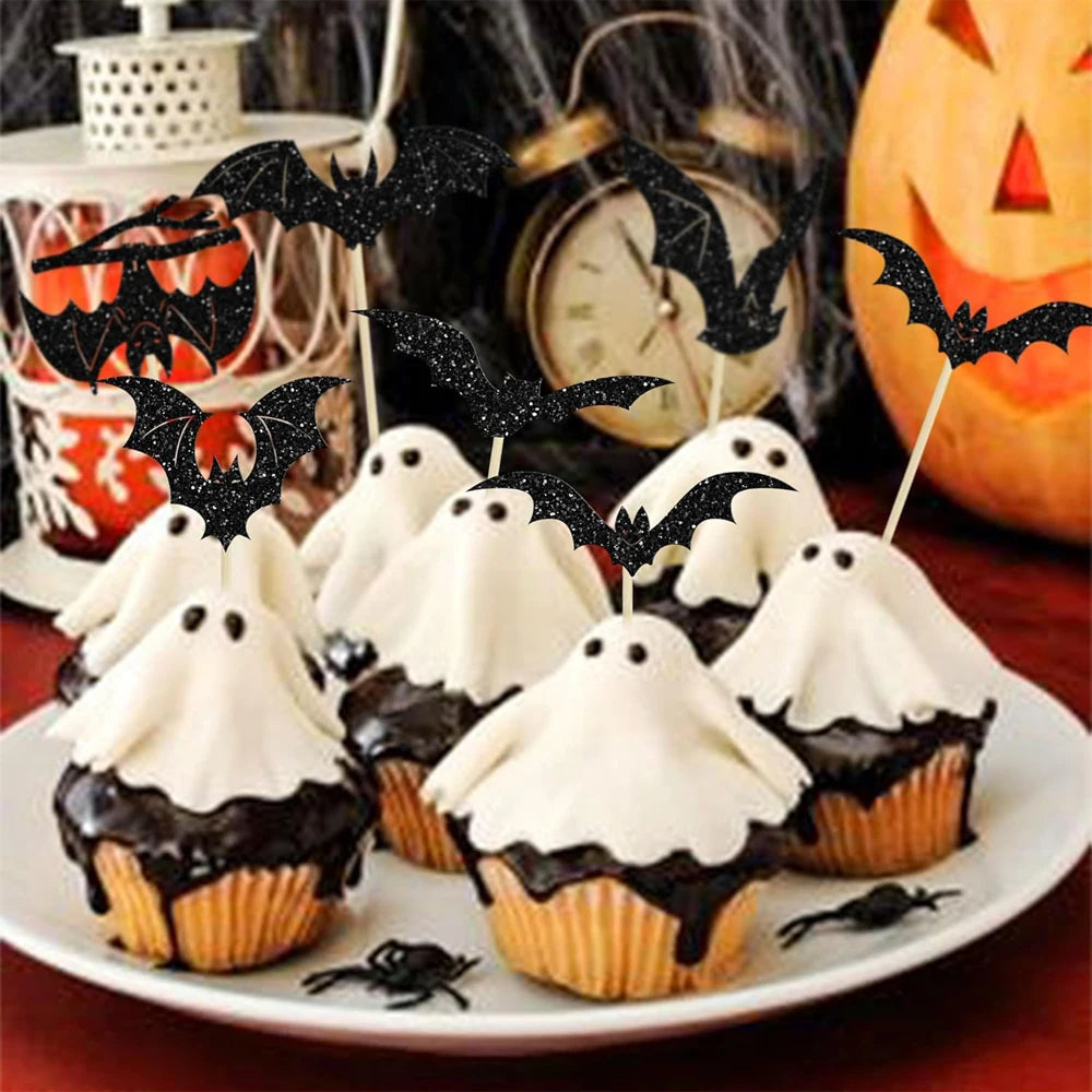 24pcs Halloween Cake Decoration Bat Birthday Cake Topper Halloween Birthday Party Cake Decoration Supplies Halloween Decoration