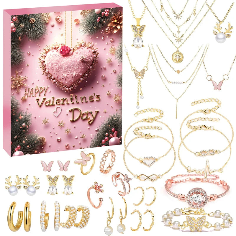 Christmas Crystal Bracelet Advent Calendar Gift Lost Butterfly Gold Silver 24 Day Countdown 2025 Children Blind Box Mood Props