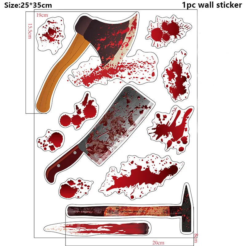 Halloween Decors Halloween Bloody Footprints Window Sticker Hallowmas Horror Handprint Bloodstain Zombie Restroom Decals Decors