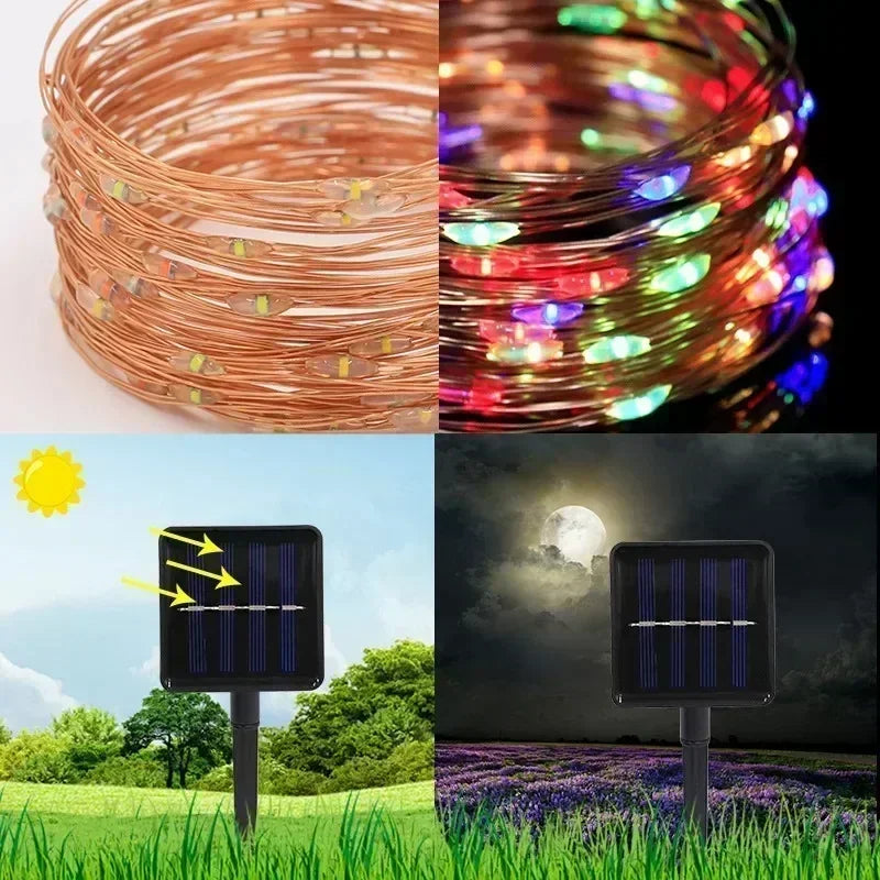 1 Set of Solar Light String OutdoOr Waterproof 8-mode Copper Wire, Fairy Tale Light, Christmas Light, Used for Outdoor Garden