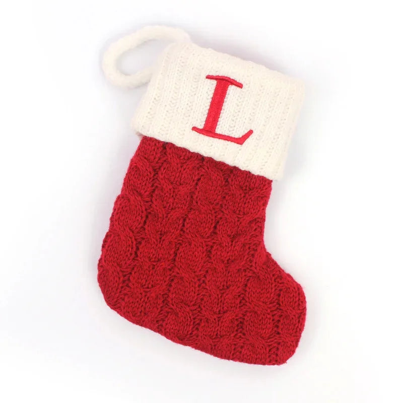Christmas Boots Letters Christmas Stocking New Knitting Christmas Tree Pendant Decorations SnowflakeChristmas Socks