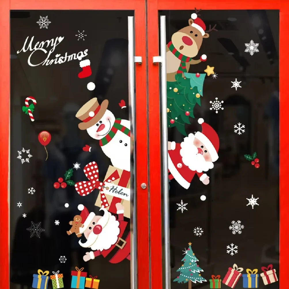 Christmas Wall Window Stickers Marry Christmas Decoration For Home 2025 Christmas Ornaments Xmas Navidad Gift New Year 2026