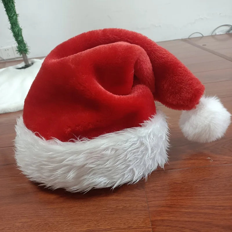 Plush Christmas Santa Hat - Unisex Red Hat for Adults & Kids,Xmas New Year Party Decoration Supplies,Long Plush Festive Gift Hat