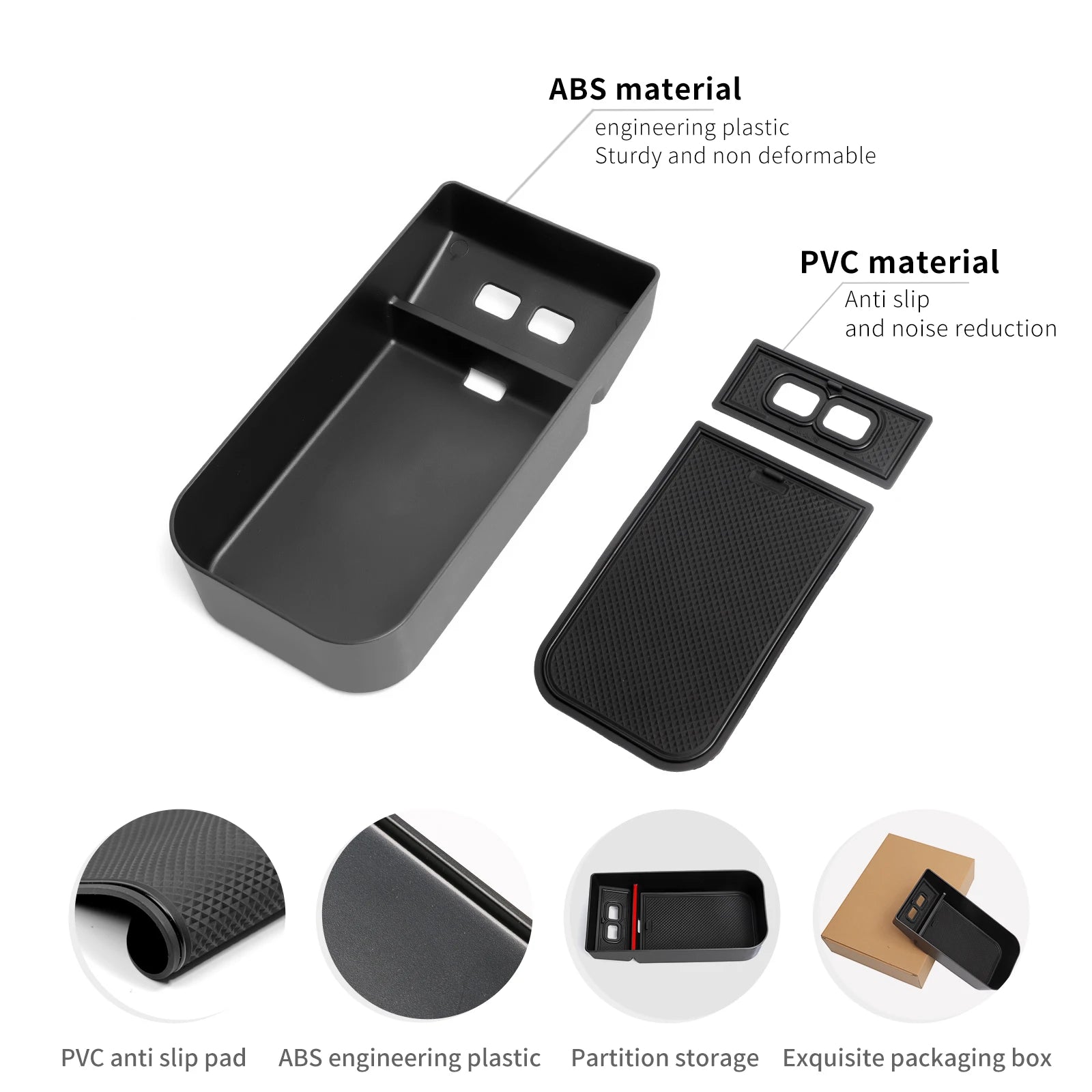 for Polestar 4 2023 2024 Car Armrest Storage Box Center Console Storage Tray Organizers Interior Accessories Tidying Black