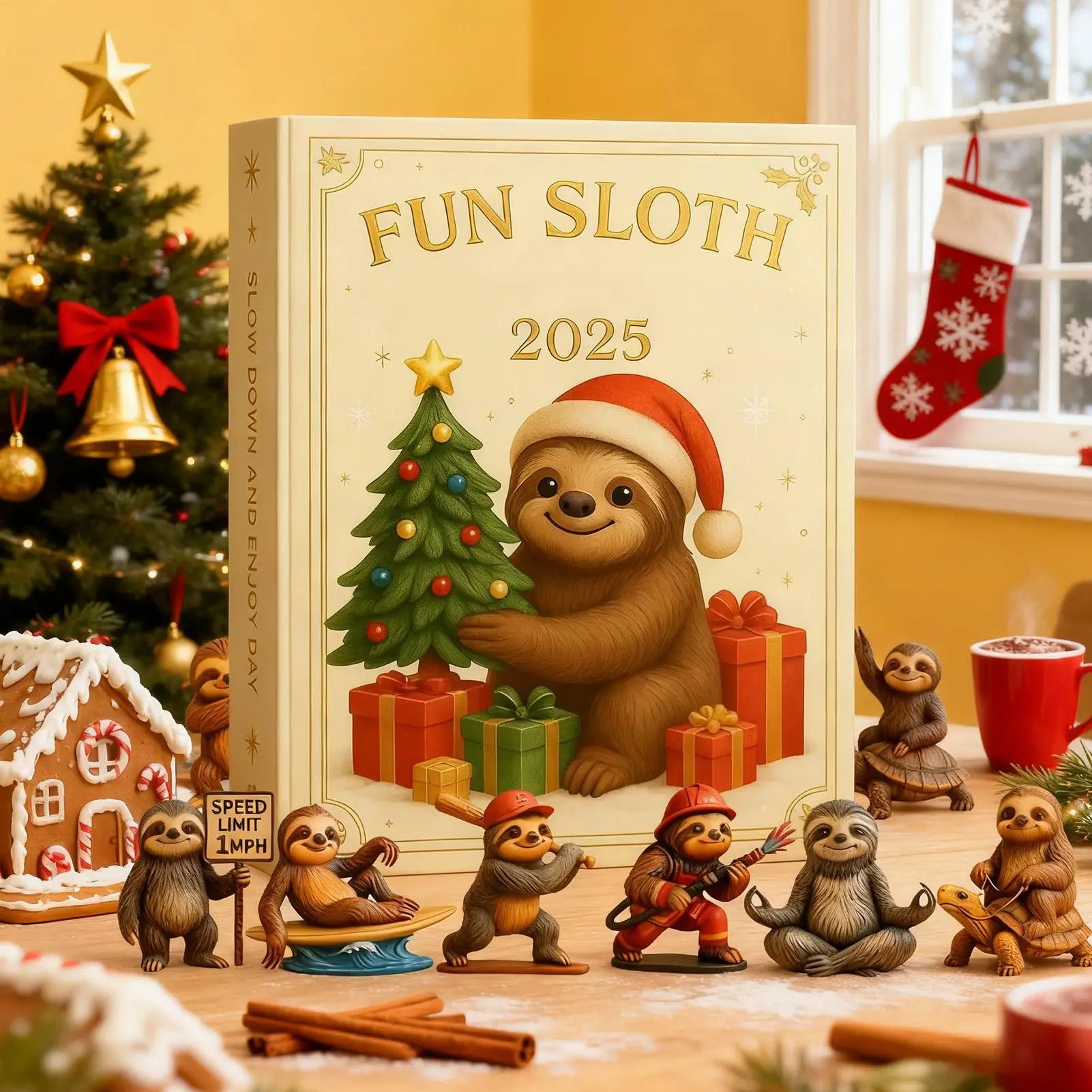Sloth Christmas Countdown Calendar Acrylic Ornament 24 Days Advent Decor for Home Holiday Party Celebration Winter Xmas Gift