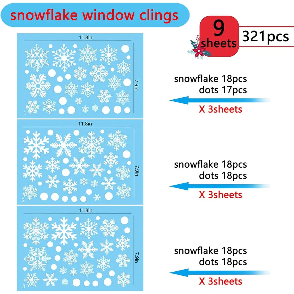 9Sheet Reusable Christmas Snowflake Window Stickers, Suitable For Smooth Surface, Self-Adhesive Snowflake Stickers New Year Deco