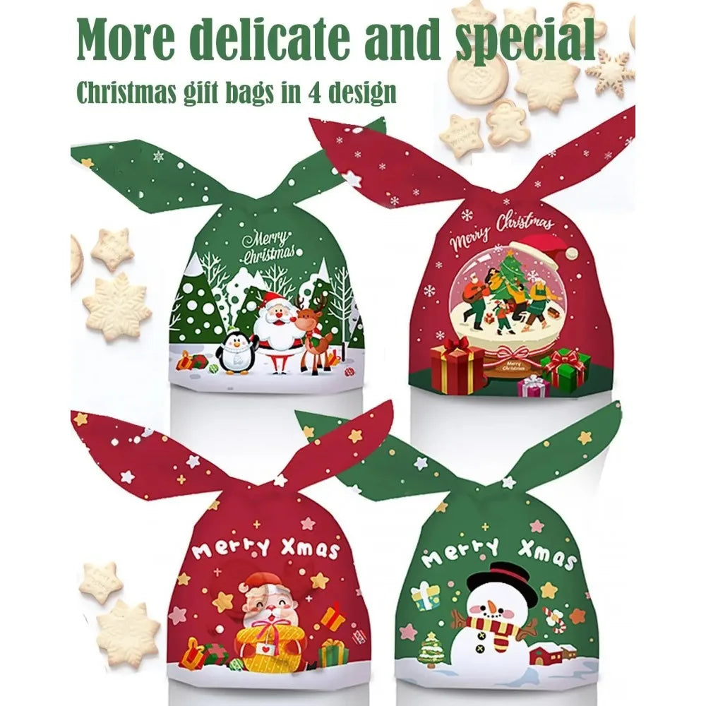 50PCS Santa Claus Snowman Candy Bags Christmas Plastic Gift Bag Merry Christmas Decorations Noel Gifts New Year