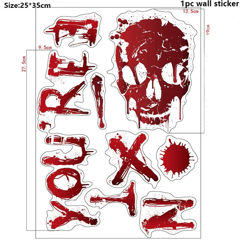 Halloween Decors Halloween Bloody Footprints Window Sticker Hallowmas Horror Handprint Bloodstain Zombie Restroom Decals Decors