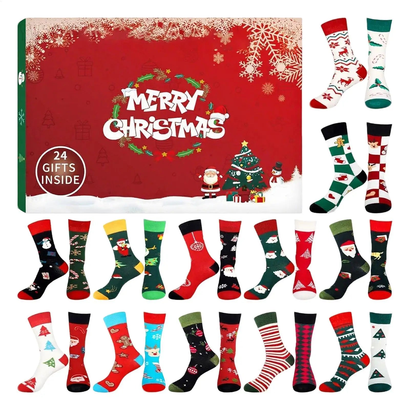 Christmas Stocking Advent Calendars 24 Days Countdown Advent Box Socks Christmas Socks For Boys Girls Men Women