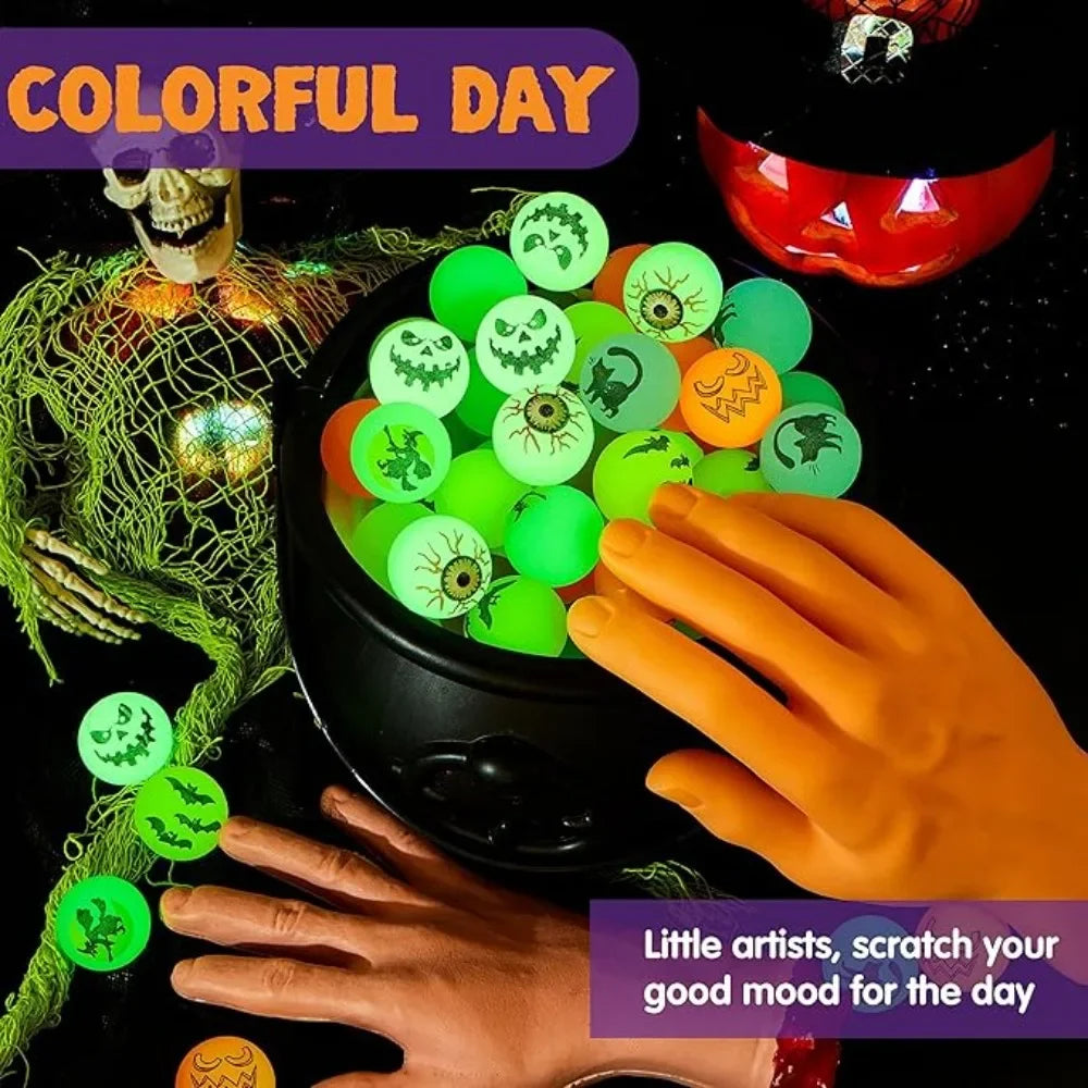 1/200Pcs Halloween Bouncing Balls Glow in The Dark Bouncy Toys Balls Halloween Theme Designs Party Supplies goodie bag fillers