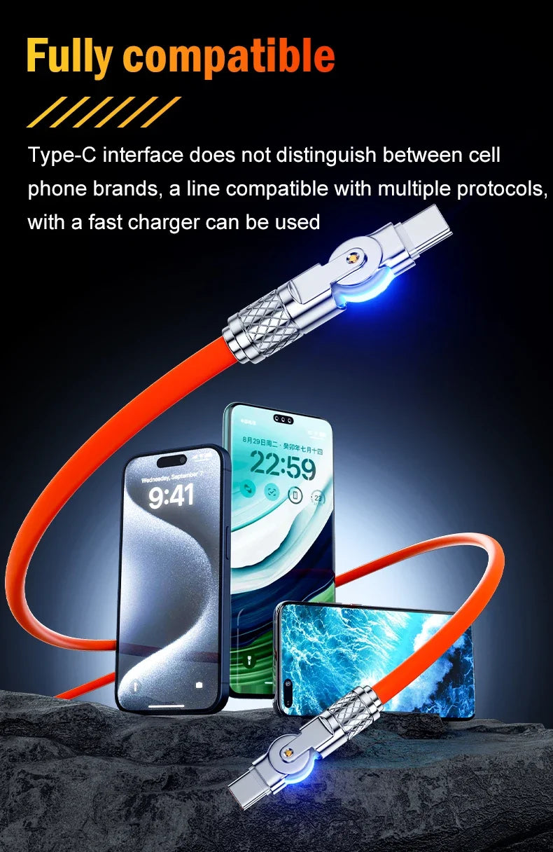 60W PD USB C To Type C Cable Elbow 180 Degree Rotation Super Fast Charge For Samsung S24 S23 S22 Ultra Huawei Laptop Data Sync