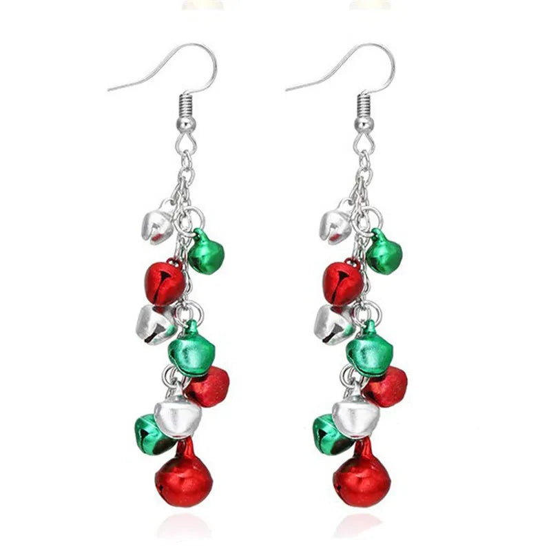 Fashion Christmas Tree Drop Earrings Small Bell Snowflake Earings for Women Cute Bowknot Dangle Earring New Year Gift Brincos