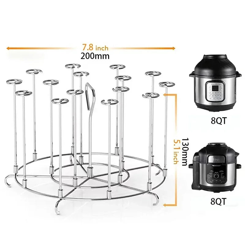 6Qt/8Qt Air Fryer Skewer Stand Vertical Multi-pin Stainless Steel BBQ Holder Air Fryer Accessories for Grilling Kitchen Kabobs