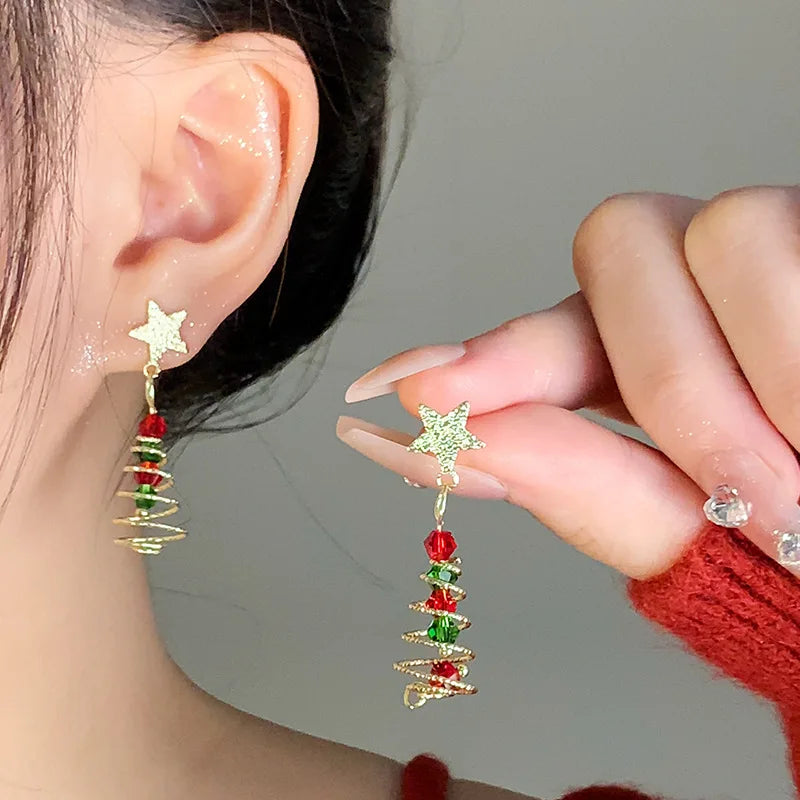 Christmas Earrings Bestsellers: Christmas Cap Stud Earrings, Cute And Fresh European And American Earrings With Diamonds