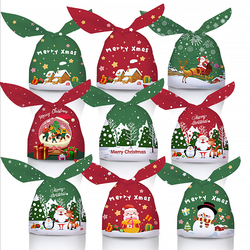 50PCS Santa Claus Snowman Candy Bags Christmas Plastic Gift Bag Merry Christmas Decorations Noel Gifts New Year