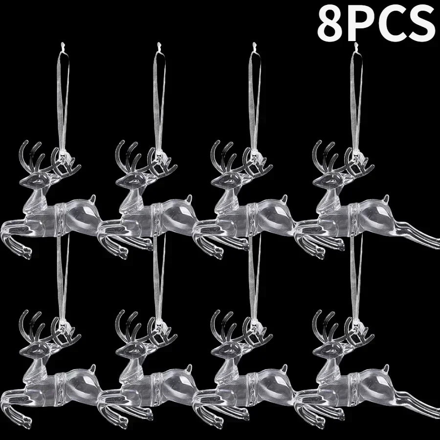 Christmas Acrylic Snowflake Clear Simulation Icicle Ornaments Xmas Tree Hanging Pendants DIY Winter New Year Party Decoration