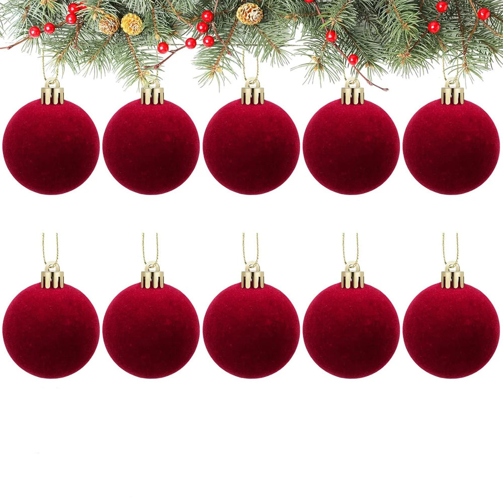 10pcs Christmas Balls,Christmas Tree Decorations Velvet Ball Ornaments for Christmas Party Christmas Decoration Navidad 2025