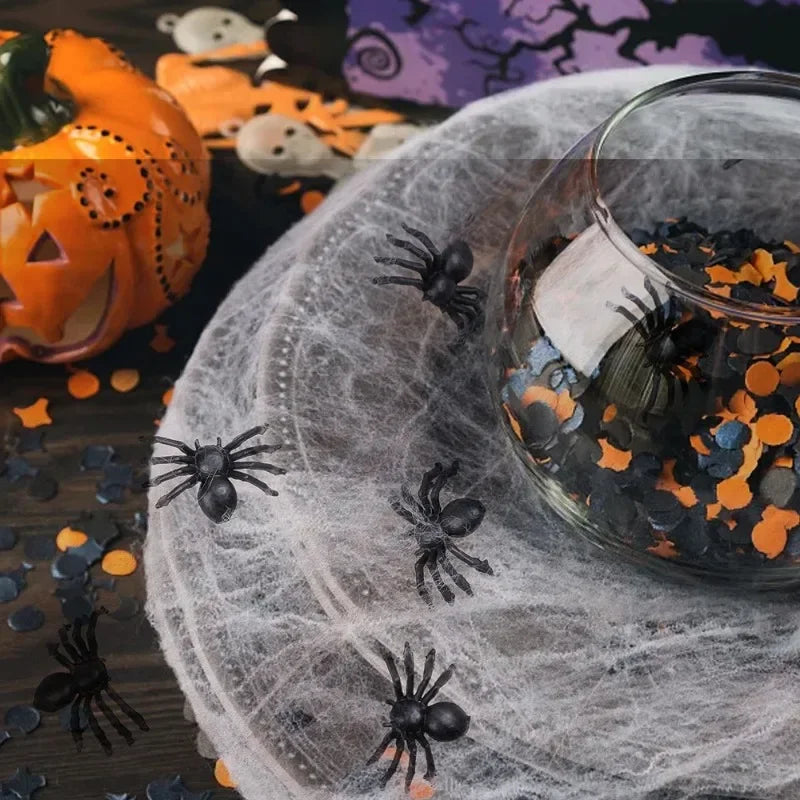 1000/50x Halloween Spider Decoration Small Black Plastic Fake Spiders Haunted House DIY Party Prop Simulation Insects Tricky Toy