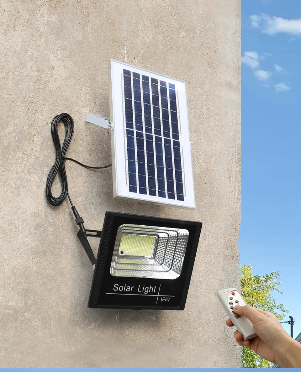 Outdoor Solar Lamps LED Lights Garden Lighting Floodlight IP67 Waterproof Stairs Wall Solar Light Dimming remote Control 3 model