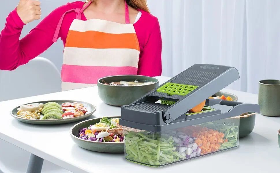 1Pc Green Black 12 in 1 Multifunctional Vegetable Slicer Cutter