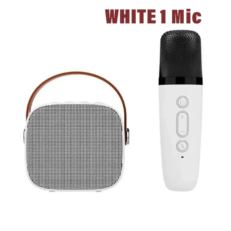 Portable Wireless Dual Microphones Karaoke Machine HomeKTV DSP System Bluetooth Speaker HIFI Stereo Surround For Kids Party Gift