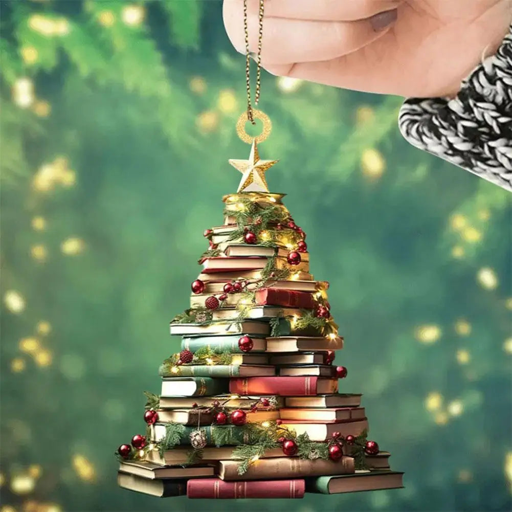 Christmas Ornament Mountain Of Book Christmas Tree Hanging Pendant 2025 Happy New Year Decor 2024 Merry Christmas Decoration