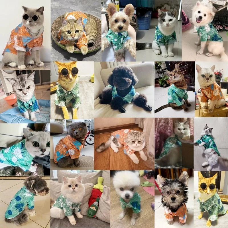 Summer Dog Clothes Hawaiian Style Pet Beach Dog Shirts Fashion Puppy Vest Coconut Print Cat Shirt Chihuahua Yorkies Pet Clothes
