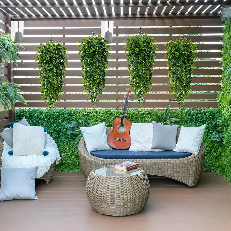 1/2PCS Artificial Hanging Plants Faux Eucalyptus Leaf Greenery Vine Outdoor UV Resistant Plastic Plants for Home Wedding Decor