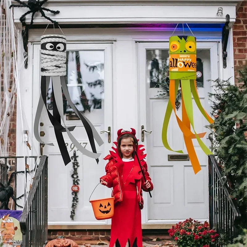 20PCS New Halloween Ghost Windsock Flag Waterproof Ghost Flag Patio Party Decoration Ghost Festival Outdoor Decoration Supplies