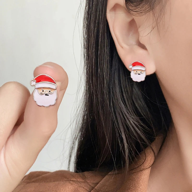 24pcs Christmas Combination Earrings Set for Women Small Shiny Zircon Xmas Tree Santa Claus Snowflake Earring Party Jewelry Gift