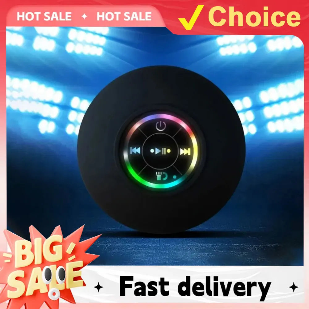 2025 Bathroom Waterproof Wireless LED Bluetooth Speaker Large Suction Cup Mini Portable Speaker Outdoor Sports Stereo Speaker