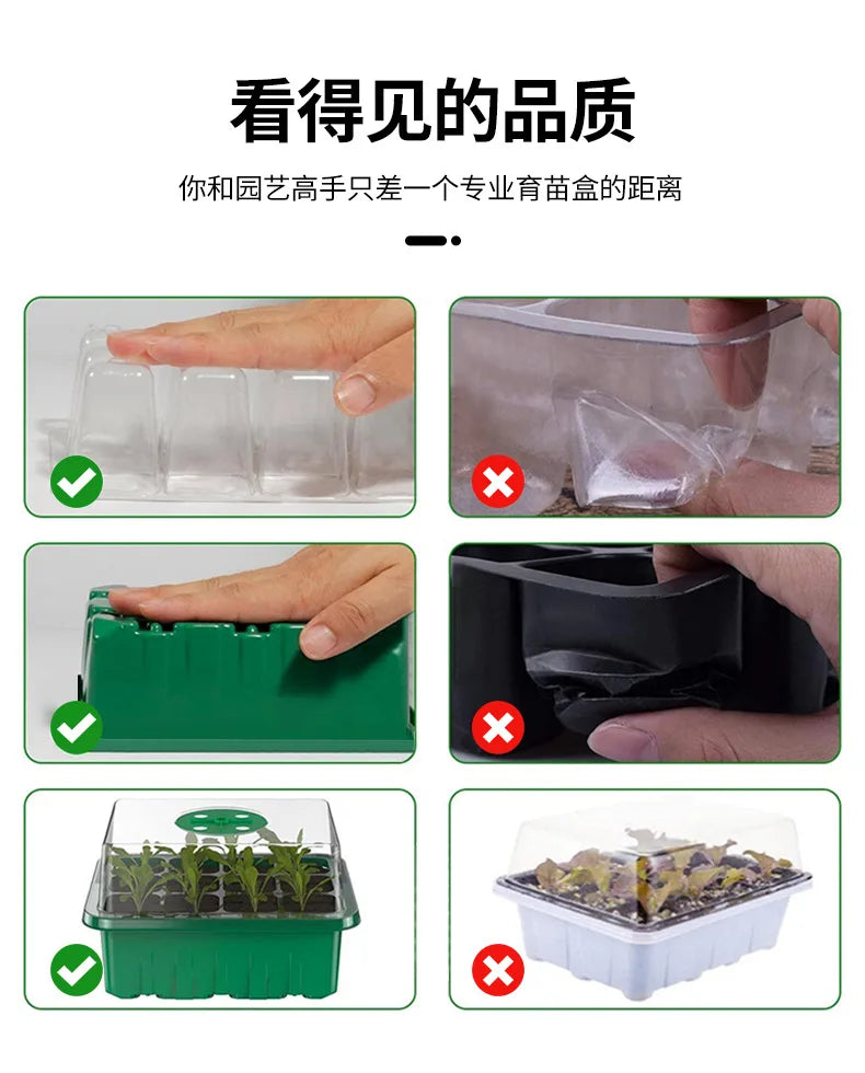 12-well Plastic Seedling Pot Succulent Sowing Seedling Box Insulated Seedling Tray