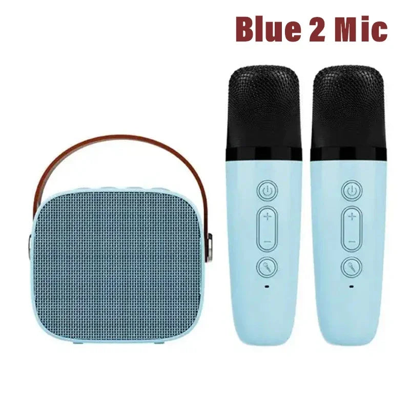 Portable Wireless Dual Microphones Karaoke Machine HomeKTV DSP System Bluetooth Speaker HIFI Stereo Surround For Kids Party Gift
