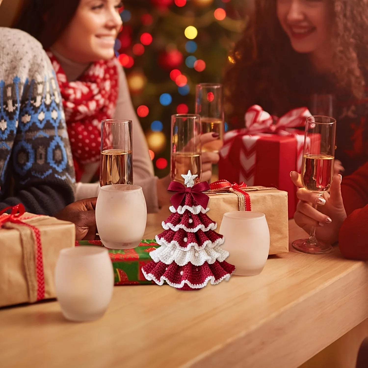 1pc Crochet Christmas Tree Kit - Handmade Holiday Decoration Set, Perfect for Christmas Party Decorations, Christmas Decorations