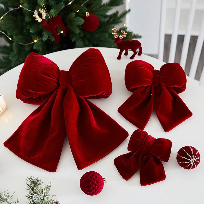 14-37CM Big Red Bow Christmas Decoration Hanging Christmas Tree Pendant for Home Decor New Year Party Supplies Gifts Ornament