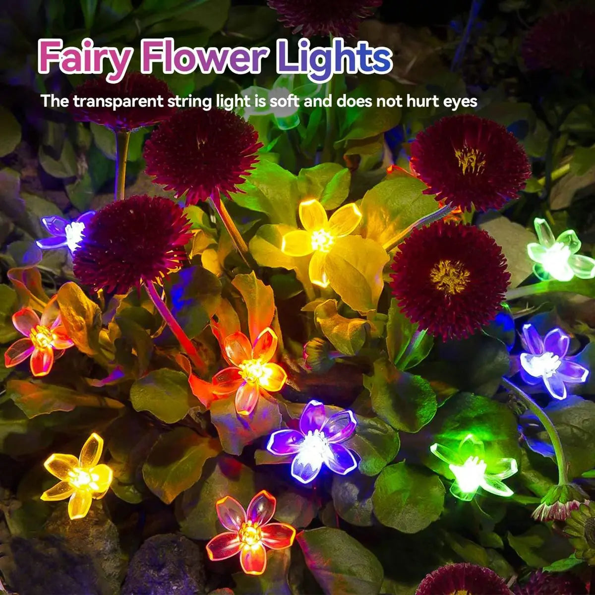 1PC Flower Fairy Lights Battery Operated String Lights Waterproof 10/20/30/40 LED Cherry Blossom Lights For Patry Wedding Decor