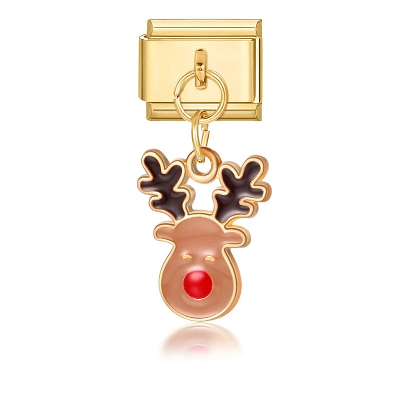 2025 New Original Christmas Tree Santa Claus Italian Charm Links Fit 9mm Bracelet Stainless Steel Jewelry Making Christmas Gift