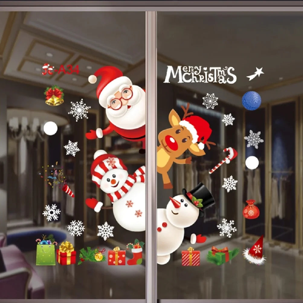 Christmas Wall Window Stickers Marry Christmas Decoration For Home 2025 Christmas Ornaments Xmas Navidad Gift New Year 2026