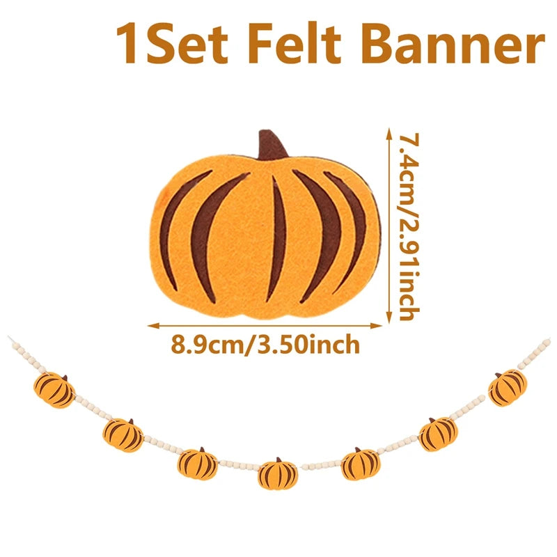 Halloween Pumpkin Bat Banner Garland Halloween Party Decorations Kids Halloween Non-Woven Banner Trick or Treat Party Supplies