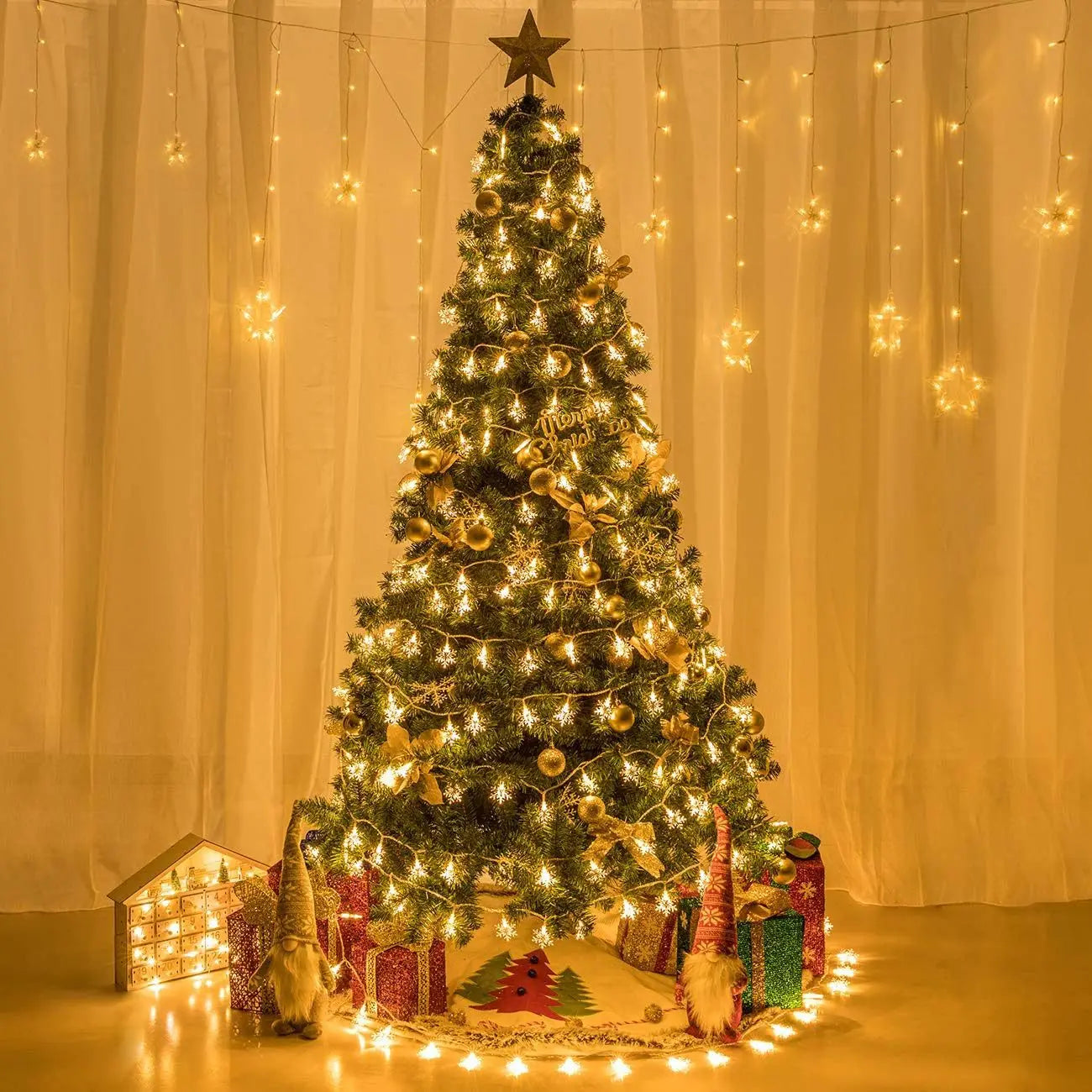 Christmas LED Snowflake Light String Xmas Tree Hanging Lamp Fairy Light Christmas Decoration for Home 2025 Navidad New Year Gift