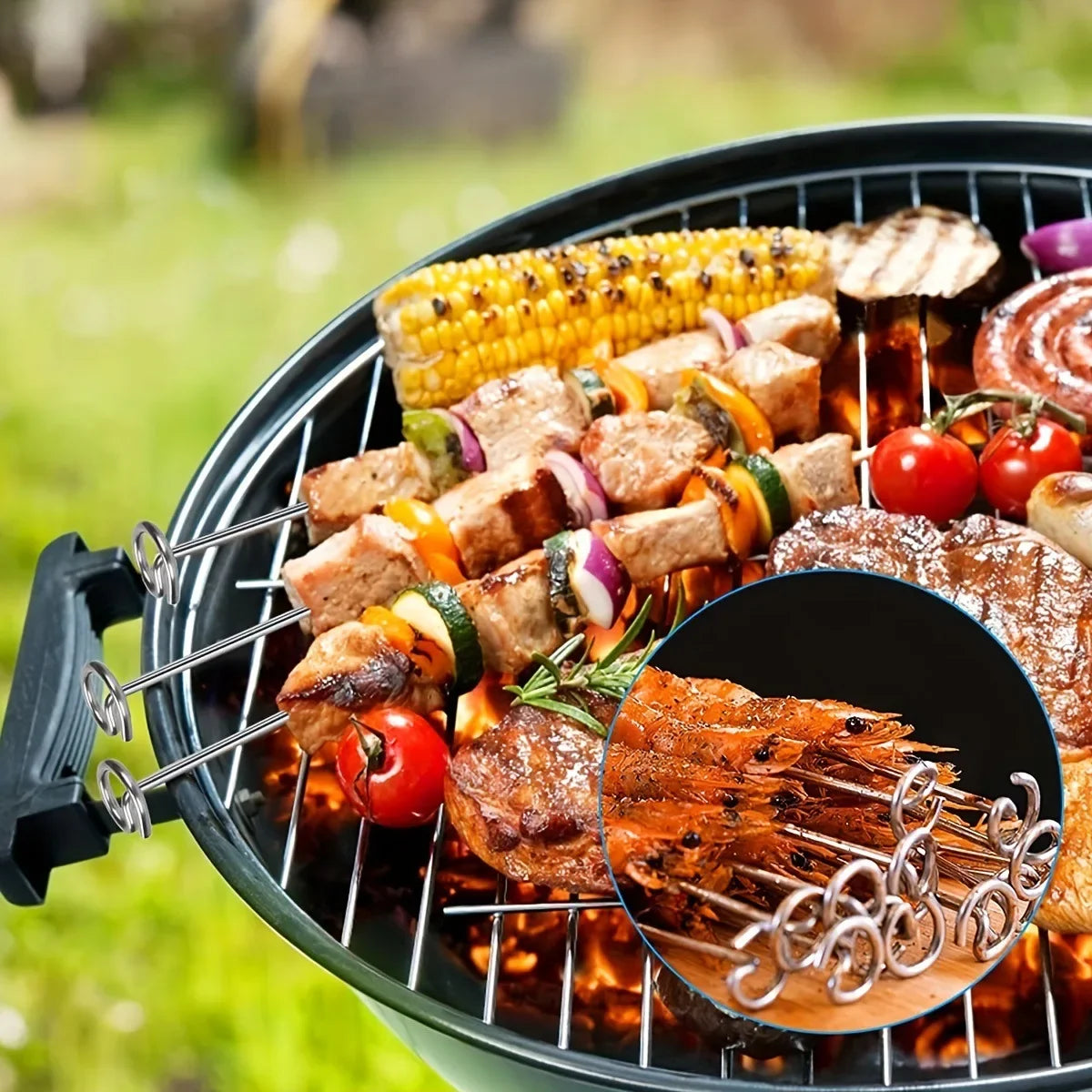 6Qt/8Qt Air Fryer Skewer Stand Vertical Multi-pin Stainless Steel BBQ Holder Air Fryer Accessories for Grilling Kitchen Kabobs